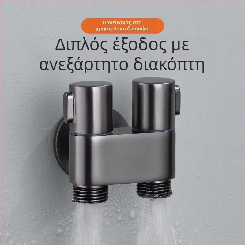 Σετ ψεκαστήρα τουαλέτας με ενσωματωμένη εγκατάσταση, ορείχαλκι σώμα, διπλή έξοδος, γωνιακή βαλβίδα