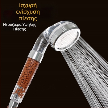 Φορητή κεφαλή ντους με αρνητικά ιόντα, ABS υλικό, λειτουργίες μασάζ και βροχής, εγκατάσταση με βίδες