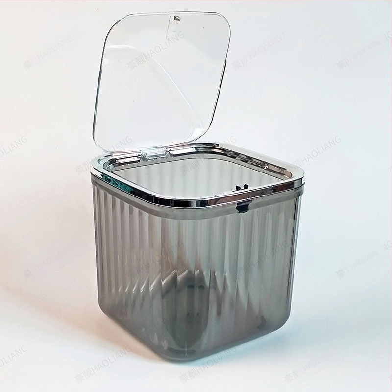 Πλαστικός επιτραπέζιος κάδος απορριμμάτων με καπάκι πίεσης, τετράγωνος, χωρητικότητα έως 4 L, οικιακή χρήση