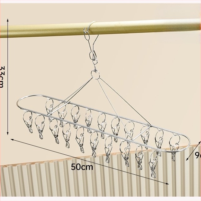 Ανοξείδωτη συσκευή στέγνωσης με πολλαπλά κλιπ, αναδιπλόμενη, για κάλτσες, εσώρουχα και φουλάρια