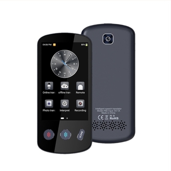 Μεταφραστής πολλών γλωσσών με offline μετάφραση και μετάφραση μέσω κινητής τηλεφωνίας • Λειτουργικό Android • Υποστήριξη Bluetooth • Ασύρματη εμβέλεια 5 m • Λειτουργία: κουμπί + οθόνη αφής