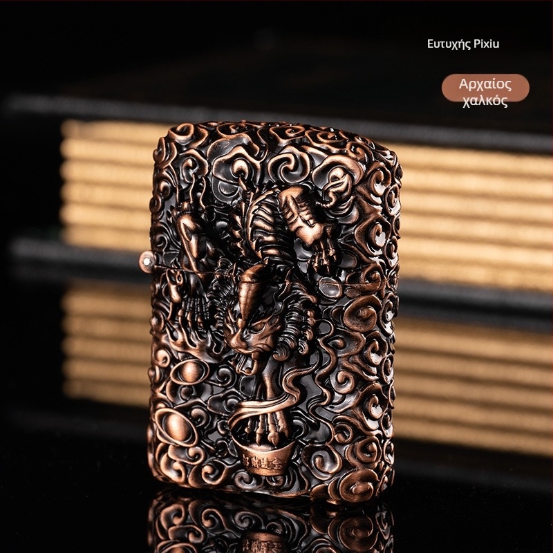 Αναπτήρας κηροζίνης με μεταλλικό σώμα, επαναχρησιμοποιούμενος, μοντέρνο μινιμαλιστικό στυλ, χωρίς προστασία από τον άνεμο