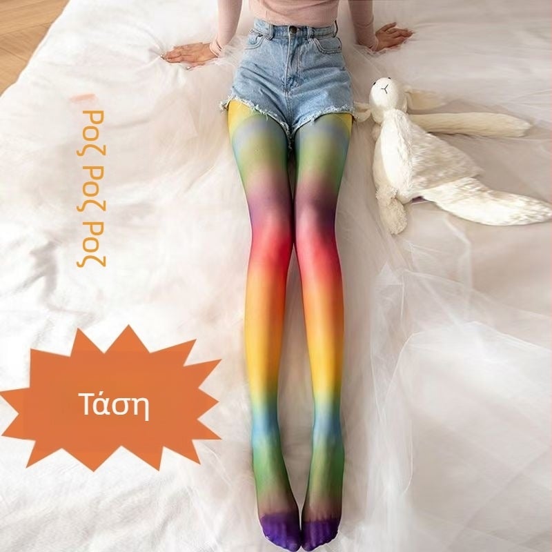 Pantyhose Xinhui chuangfa, μονόχρωμο μοτίβο, παχυνμένη ύφανση, 100% περιεκτικότητα σε ύφασμα, γλυκό στυλ, έμπνευση Y2K