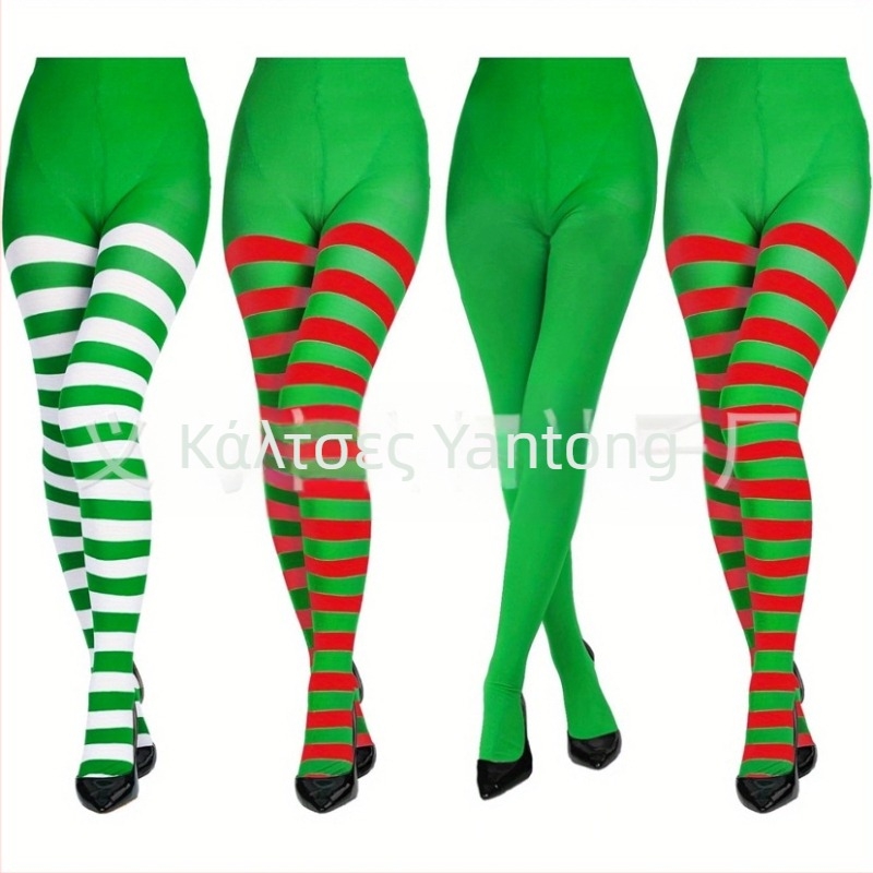 Χριστουγεννιάτικα καλσόν για πάρτι με μεσαίο πάχος, πολυεστερική σύνθεση 90–95%, σέξι στυλ