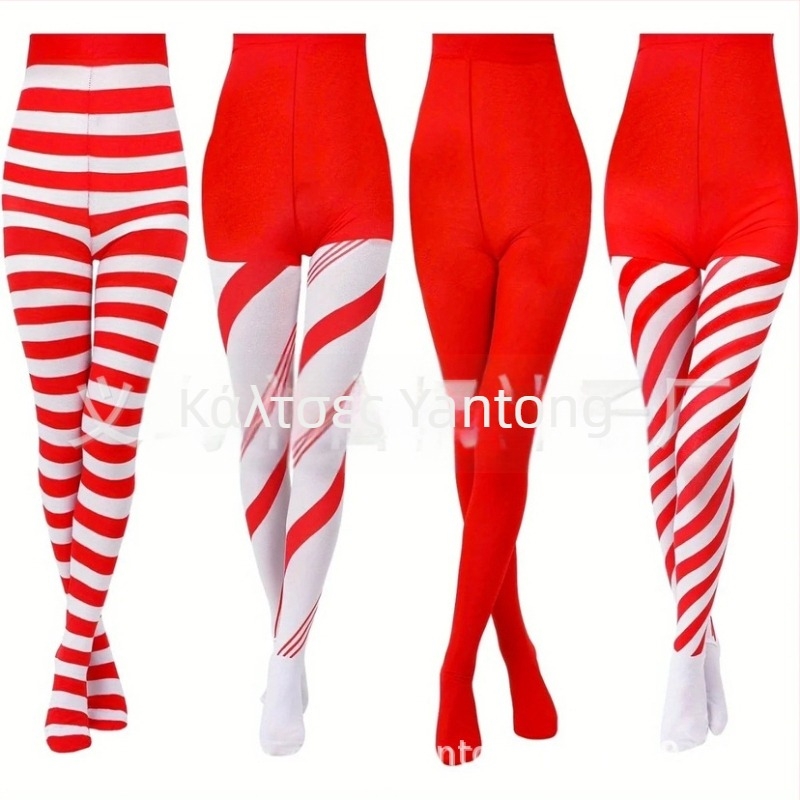 Χριστουγεννιάτικα καλσόν για πάρτι με μεσαίο πάχος, πολυεστερική σύνθεση 90–95%, σέξι στυλ