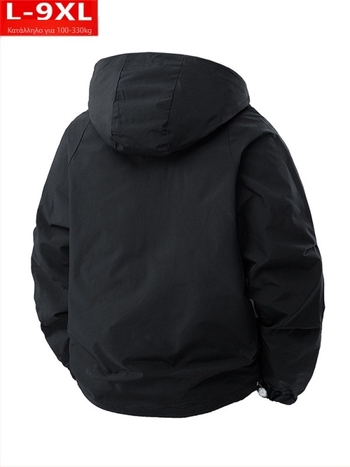 Ανδρικό σακάκι με κουκούλα, χαλαρή γραμμή, πολυεστερικό ύφασμα, ανθεκτικό στη φθορά και στον άνεμο, με φερμουάρ