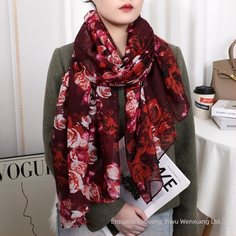 Σάλι από Bali yarn, απαλό προς το δέρμα, απλή πλέξη, ζεστό χειμερινό αξεσουάρ, κομψό και ευέλικτο στυλ