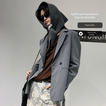 Τριγωνικός σάλι μαλλιού, ζεστός, πλεγμένος με warp knitting, απλός και κατάλληλος για άνοιξη και φθινόπωρο