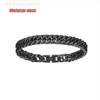 Ανδρικό βραχιόλι από τιτάνιο ατσάλι, γυαλισμένη επιφάνεια, ασυνήθιστο σχήμα, διάθεση άνοιξη 2025.