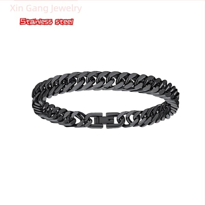 Ανδρικό βραχιόλι από τιτάνιο ατσάλι, γυαλισμένη επιφάνεια, ασυνήθιστο σχήμα, διάθεση άνοιξη 2025.