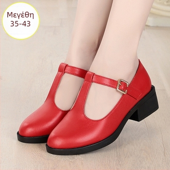 Γυναικείες γόβες με Τ-ζώνη – επάνω μέρος Microfiber, στρογγυλή μύτη, 3-5 cm μεσαίου ύψους τακούνι, καουτσούκ σόλα