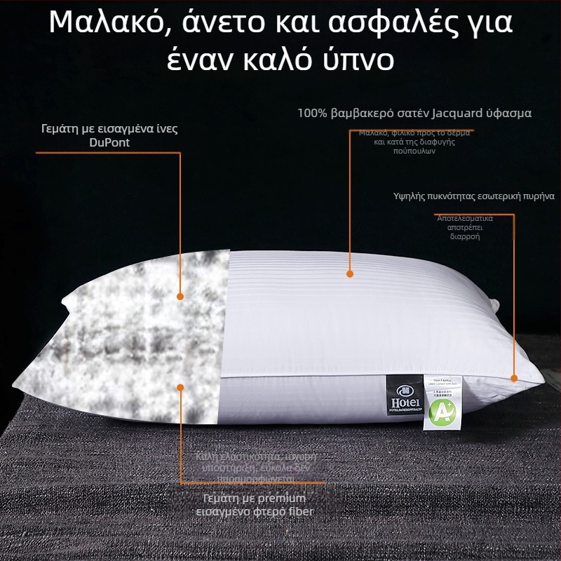Ορθογώνιος πυρήνας μαξιλαριού με πλήρωση από 100% ίνες εννέα οπών, αντιβακτηριακή ίνα, κάλυμμα από καθαρό βαμβάκι, δυνατότητα παραμετροποίησης