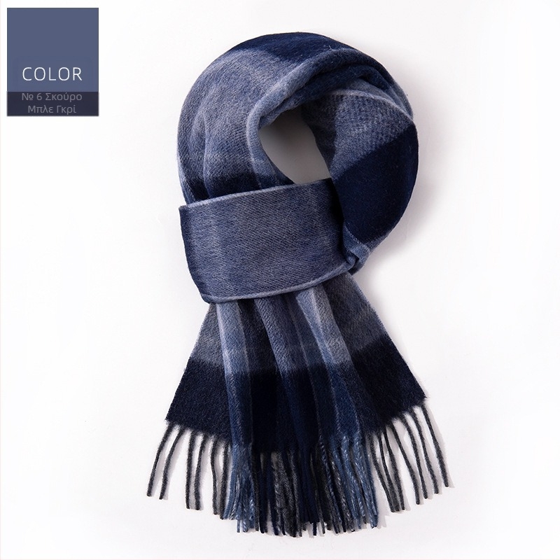 100% μαλλί καρό φουλάρι — χειμερινή ζεστασιά, εκτεταμένο μήκος, επιχειρηματικό στυλ