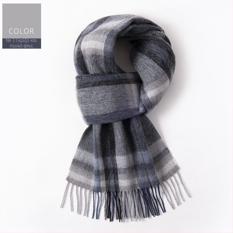 100% μαλλί καρό φουλάρι — χειμερινή ζεστασιά, εκτεταμένο μήκος, επιχειρηματικό στυλ