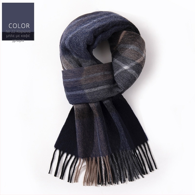 100% μαλλί καρό φουλάρι — χειμερινή ζεστασιά, εκτεταμένο μήκος, επιχειρηματικό στυλ