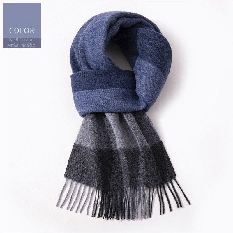 100% μαλλί καρό φουλάρι — χειμερινή ζεστασιά, εκτεταμένο μήκος, επιχειρηματικό στυλ