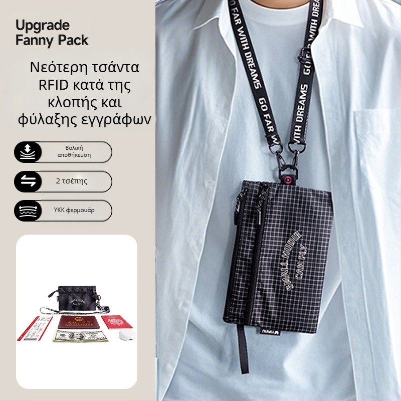 Θήκη διαβατηρίου με κορδόνι για τον λαιμό, προστασία RFID, αντι-κλοπή, πολυλειτουργικός οργανωτής για διαβατήριο και ID