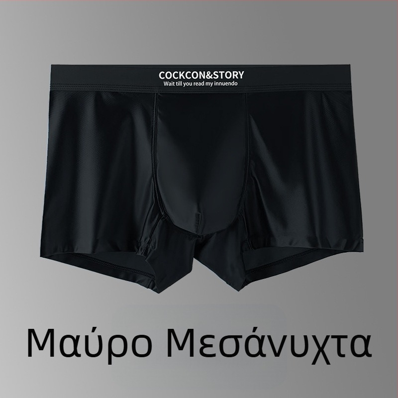 Αδιάραστα ανδρικά μποξέρ από νάιλον, πλεκτά, χωρίς ραφές, με επένδυση καβάλου από βισκόζη 80–90%, μεσαία μέση