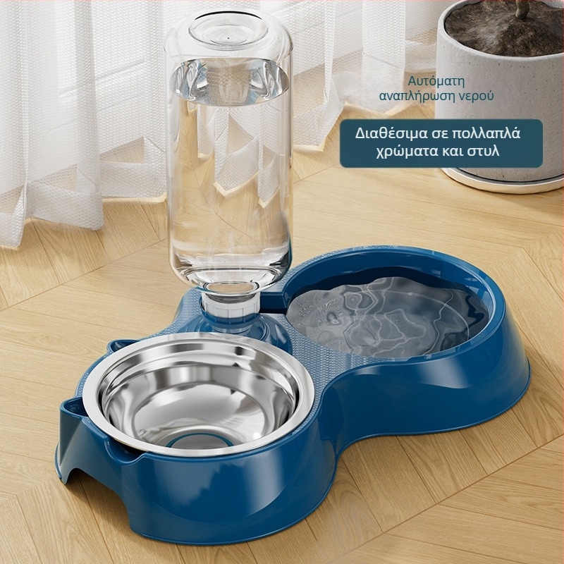 Αυτόματος τροφοδότης γάτας και μπολ νερού από ανοξείδωτο χάλυβα, μοντέλο 00089613, μάρκα Qiang Hong