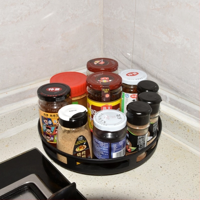 Πολυεπίπεδη περιστρεφόμενη βάση για μπαχαρικά και ράφι αποθήκευσης κουζίνας γωνίας πάγκου – χωρίς εγκατάσταση, χάλυβας άνθρακα, μοντέρνος μινιμαλιστικός σχεδιασμός, 2023
