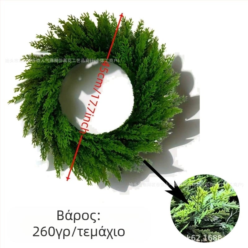 Τεχνητό χριστουγεννιάτικο στεφάνι με κλαδιά πεύκου, πλαστικό, αμερικανικό στυλ, ημιχειροποίητη ημιμηχανική κατασκευή