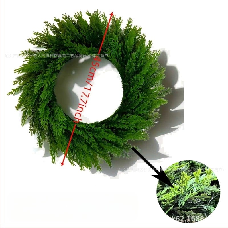 Τεχνητό χριστουγεννιάτικο στεφάνι με κλαδιά πεύκου, πλαστικό, αμερικανικό στυλ, ημιχειροποίητη ημιμηχανική κατασκευή