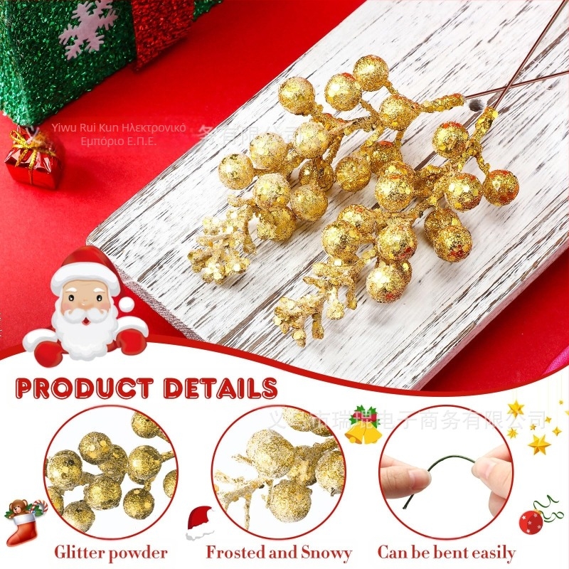 Σετ 10 ρεαλιστικών Χριστουγεννιάτικων διακοσμητικών με χρυσόσκονη – κρεμαστά για δέντρο και γιρλάντες, οικιακή διακόσμηση, μοντέλο WG425, υλικά: αφρός, χαρτί, άλλα