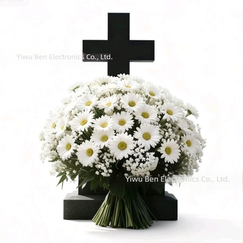 Τεχνητή ανθοστήλη με χρυσάνθεμο και Baby's Breath; πλαστικό, ημιχειροποίητη και ημιμηχανική κατασκευή, εξωτερική χρήση