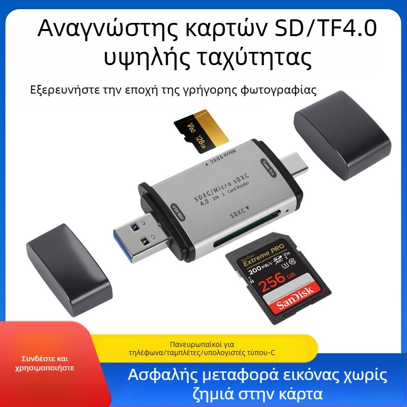 Hexing Αναγνώστης καρτών SD/TF/MicroSD 4.0 USB-C - ανάγνωση δύο καρτών ταυτόχρονα