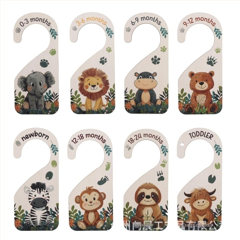 Ξύλινος διαχωριστής για βρεφικά ρούχα, λέιζερ-κομμένο ξύλινο σήμα για οργάνωση ντουλαπας μωρού, μοντέρνος μίνιμαλ στιλ