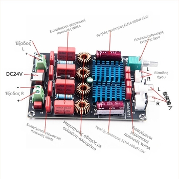 Gold-A113 TPA3116 2.0 πλακέτα ψηφιακού ενισχυτή με δύο τσιπ, πυκνωτές WIMA, 100W×2