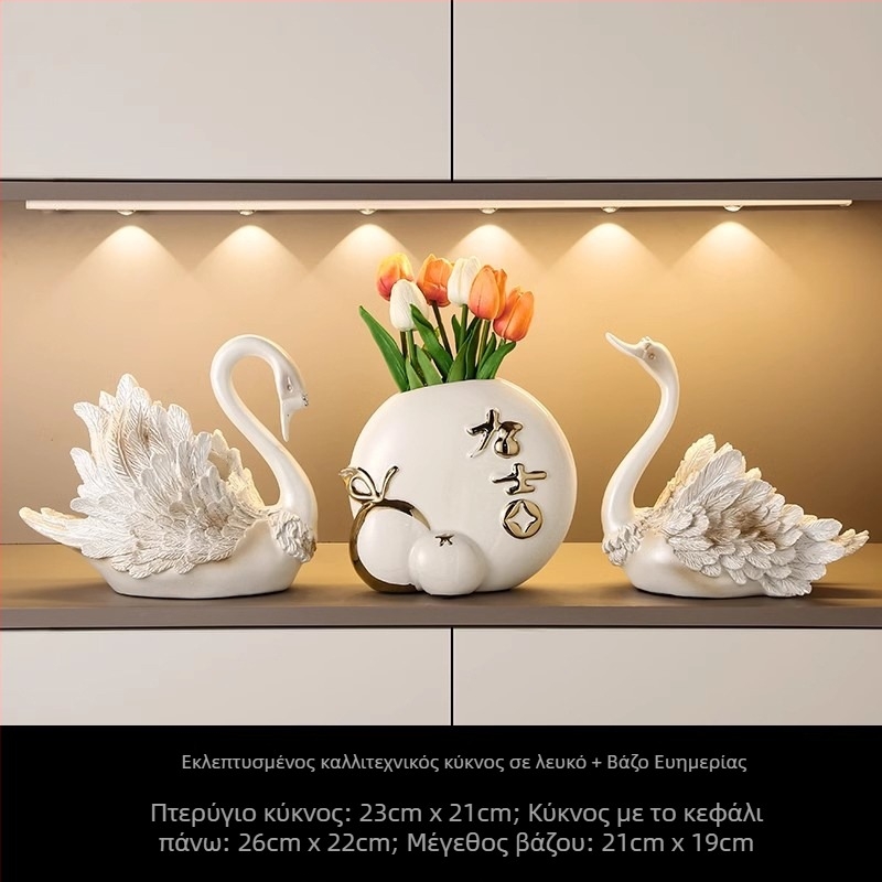 Διακοσμητικό ράφι κρασιού σε σχήμα κύκνου — ρητίνη, ελαφριά πολυτέλεια