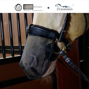 Μάσκα για άλογο κατά εντόμων με δίχτυ για τα μάτια και τη μύτη, πολυεστερική ίνα, προστασία κεφαλής, κωδ. 8218142