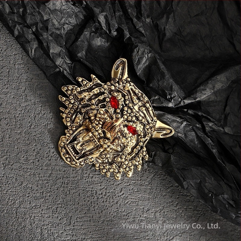 Καρφίτσα με κεφαλή τίγρη - Κράμα Ψευδάργύρου, Ηλεκτροπλατίωση, Διακόσμηση Unisex