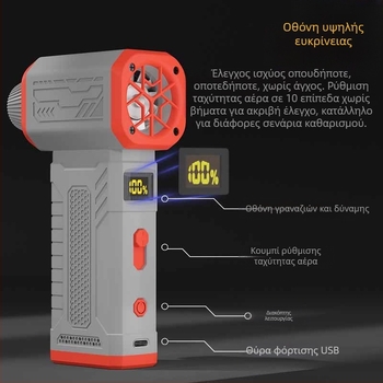 Χειροκίνητος εκτοξευτής σκόνης δίνης – FB08G1, 7.4V, 75W, 5500Pa, 10 ταχύτητες