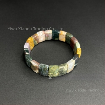 Βραχιόλι από φυσικό αχάτη σκιάς – Unisex, ελαφρύς πολυτελής, ρόμβος κοπή, λεία επιφάνεια