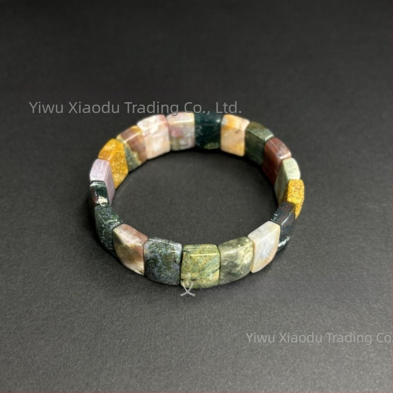 Βραχιόλι από φυσικό αχάτη σκιάς – Unisex, ελαφρύς πολυτελής, ρόμβος κοπή, λεία επιφάνεια