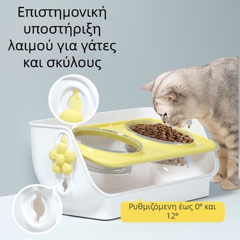 Ενισχυμένο διπλό μπολ για γάτες με αντιδιαρροϊκή σχεδίαση για σίτιση και πόση (ABS)