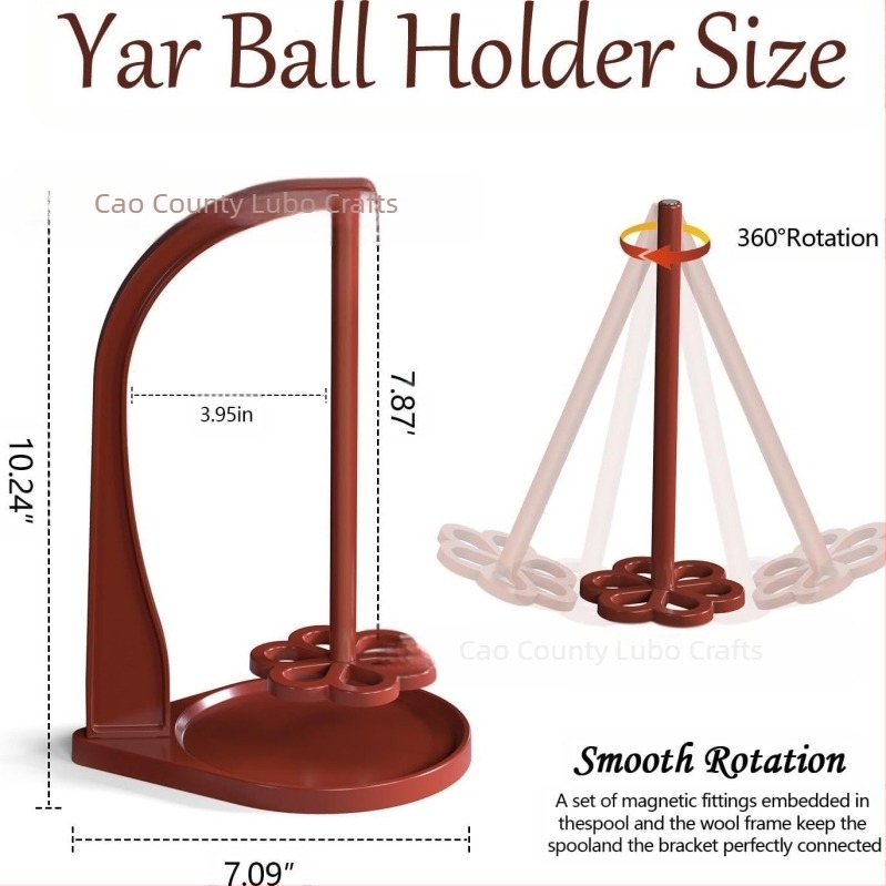 Ξύλινο περιστρεφόμενο στήριγμα κλωστής με αποσπώμενη βάση σε σχήμα λουλουδιού — 3 επίπεδα, επιτραπέζιο για πλέξιμο και ύφανση