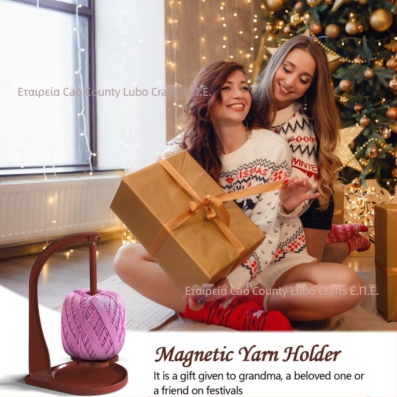 Ξύλινο περιστρεφόμενο στήριγμα κλωστής με αποσπώμενη βάση σε σχήμα λουλουδιού — 3 επίπεδα, επιτραπέζιο για πλέξιμο και ύφανση