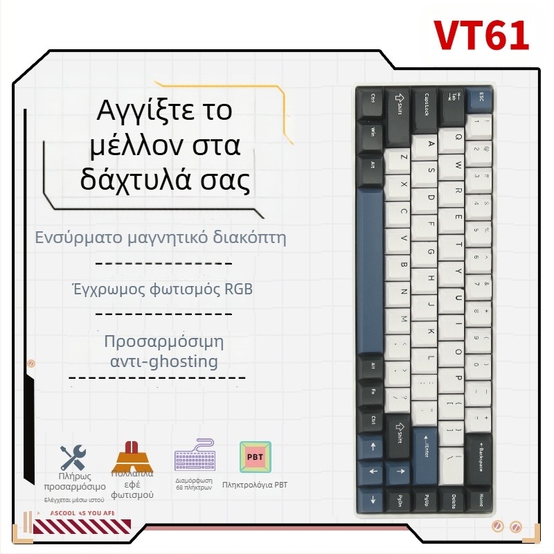 Μηχανικό πληκτρολόγιο, 99 πλήκτρα, USB-C, Bluetooth 2.4G, RGB φωτισμός, διπλής όψης σχεδιασμός
