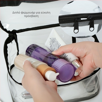 Τσάντα καλλυντικών από PVC, διαφανής και αδιάβροχη, σε στυλ τσάντας χειρός, ανθεκτική στη σκόνη και στην υγρασία