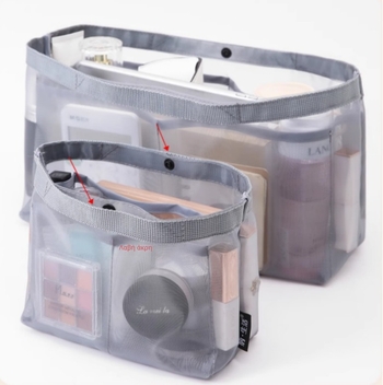 Τσαντάκι μακιγιάζ σε στιλ Harajuku, νάιλον υλικό, εσωτερικό πλέγμα, άνοιγμα με φερμουάρ, χωρητικότητα κάτω από 20 λίτρα.