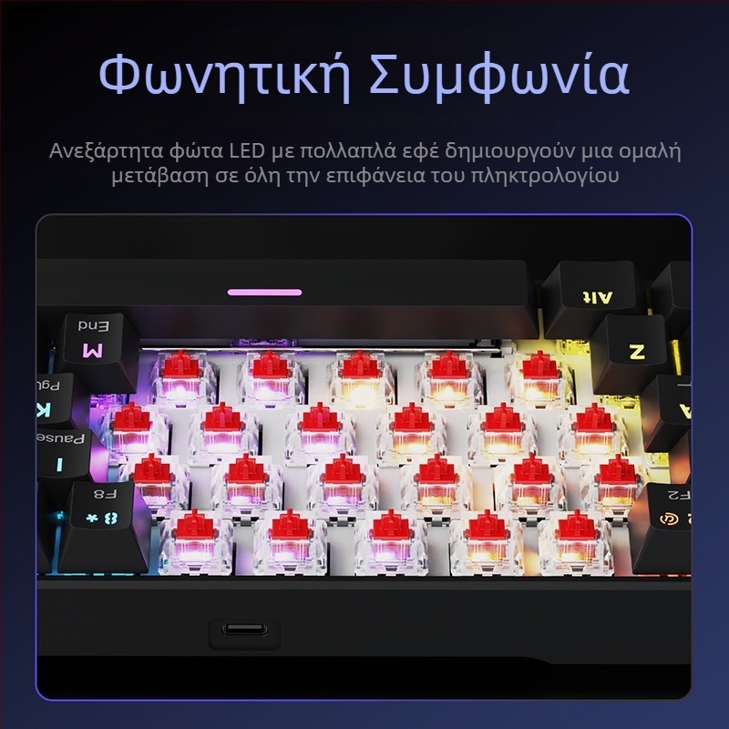 Πληκτρολόγιο παιχνιδιών, διάταξη 60%, έως 87 πλήκτρα, ενσύρματο, μηχανικοί διακόπτες