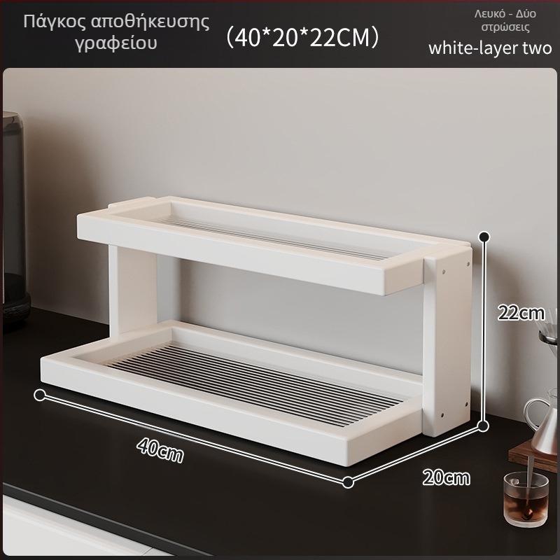 Ράφι γραφείου επιφάνειας για κούπες και σετ τσαγιού – μπαμπού, 3 επίπεδα, πολυχρηστικό, εγκατάσταση στην επιφάνεια εργασίας, κατάλληλο για κουζίνα, μπάνιο και σαλόνι.