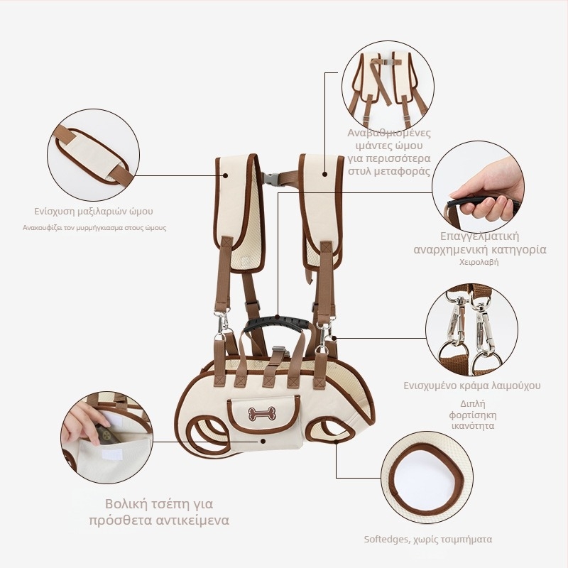 Τσάντα μεταφοράς κατοικίδιων για βόλτες με θωρακικό σχεδιασμό — Oxford ύφασμα, μονοχρωμία, προέλευση Zhejiang, τσάντα κατοικίδιων