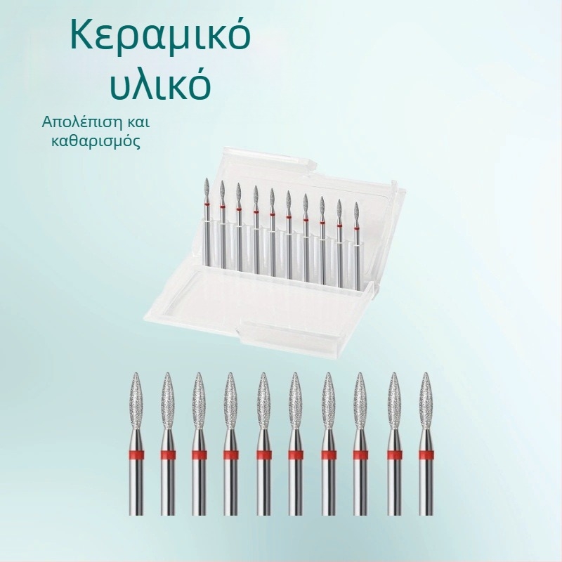 Κεφαλή λείανσης νυχιών με διαμαντόκοκκο άμμου – σετ 10 τεμαχίων, ρωσικού τύπου προκαταρκτική επεξεργασία