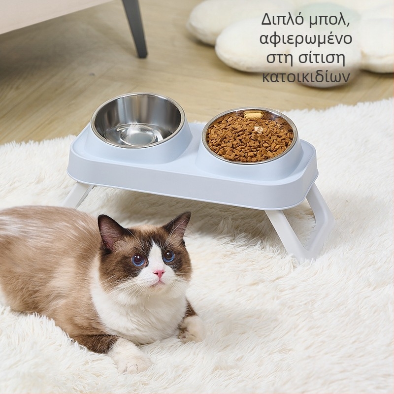 Πλαστικό διπλό μπολ για γάτες — Εργαλεία διατροφής κατοικίδιων, μάρκα Wangxing Street
