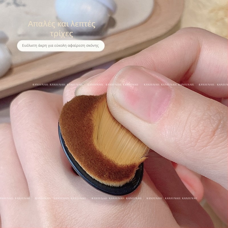 Σετ βουρτσών σκόνης για νύχια – βούρτσα σκόνης με δαχτυλίδι στην μπροστινή άκρη, βούρτσα σκόνης στην πίσω άκρη, λεπτή μαλακή τρίχα με κούμπωμα δακτύλου, εργαλείο καθαρισμού νυχιών