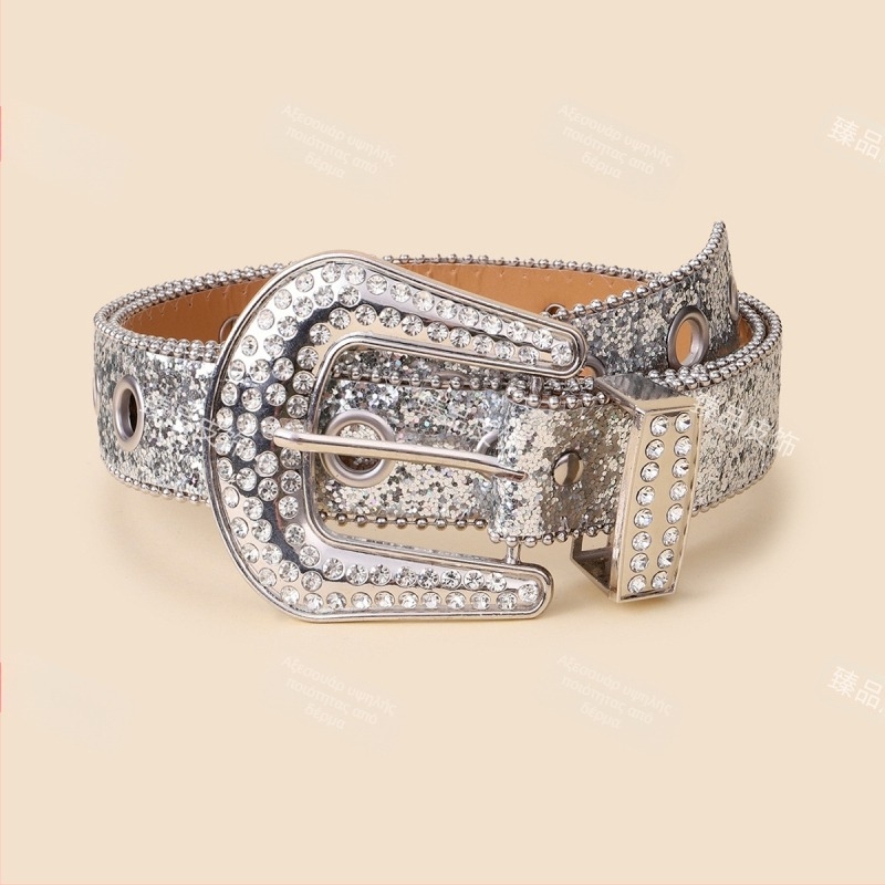 Γυναικεία ζώνη μέσης με στρας, PU δέρμα, αγκράφα με καρφί, πλάτος 2-4 εκ, INS στυλ